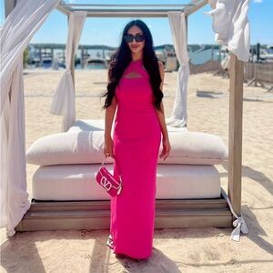 Elegant Pink Sleeveless Maxi Dress